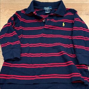 Ralph Lauren polo shirt navy striped toddler boy long  sleeve embroidered logo